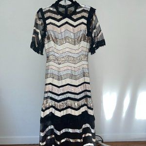 Needle and Thread Black Multi Alaska Sequin Accent Maxi Dress Gown